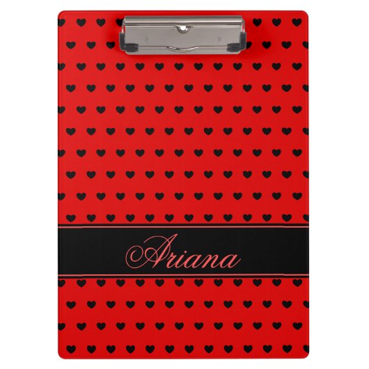 アリアナ-名前をカスタムするテンプレート、赤と黒 クリップボード (正面)