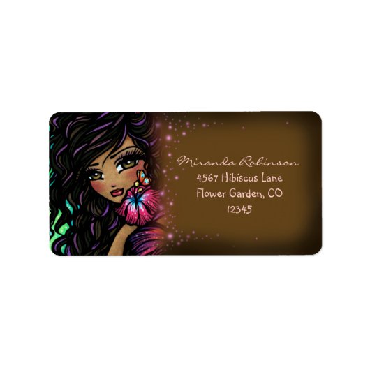 アリアハイビスカスメルメイドフェアリーファンタジーアート ラベル (正面)