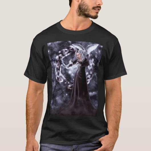 アリアンロード – 女神と星とケルト結び目模様 Tシャツ (正面)
