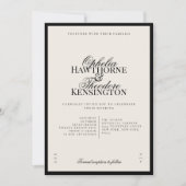 アリア | ブラック & ベージュ ミニマル クラシック ウェディング 招待状 (正面)