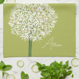 アリウムの花の植物画 | エレガントな植物 キッチンタオル