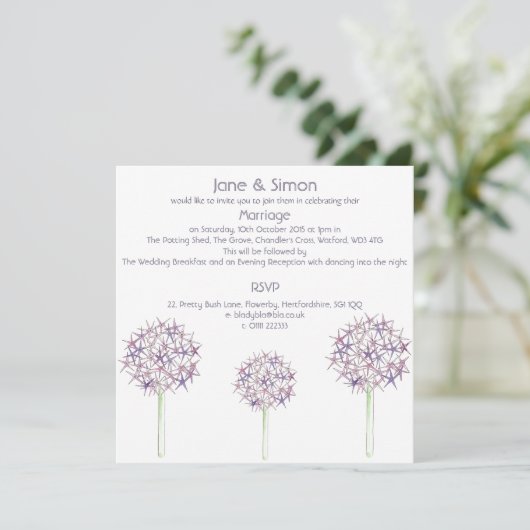 アリウムフローラデザイン結婚式招待状 招待状 (スタンド正面)