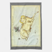 アリエスの羊、ヴィンテージ星座、ウラニアの鏡 キッチンタオル (縦)