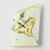 アリエスの羊、ヴィンテージ星座、ウラニアの鏡 スクエア壁時計 (傾斜)