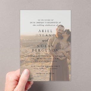 アリエルエレガントな写真現代の結婚式 アクリル招待状