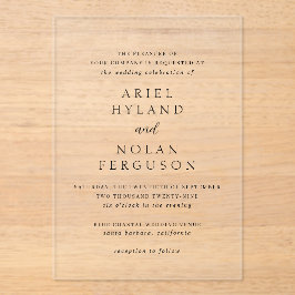 アリエルエレガントな現代結婚式 アクリル招待状