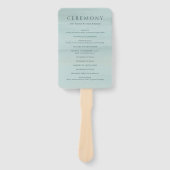 アリエルグリーンウォーターカラーモダン結婚式 プログラム ハンドファン (正面)