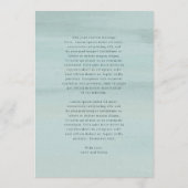 アリエルグリーン抽象的な水彩現代の結婚式 メニュー (裏面)