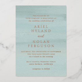 アリエルグリーン抽象的な水彩現代の結婚式 箔招待状