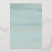 アリエルグリーン抽象的な水彩現代の結婚式 箔招待状 (裏面)