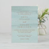 アリエルグリーン抽象的な水彩現代の結婚式 箔招待状 (立ち正面)