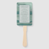 アリエルティール（緑がかった色）抽象芸術沿岸モダン結婚式 プログラム ハンドファン (正面)