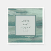 アリエルテールグリーン抽象沿岸近代結婚式 スタンダードカクテルナプキン (正面)