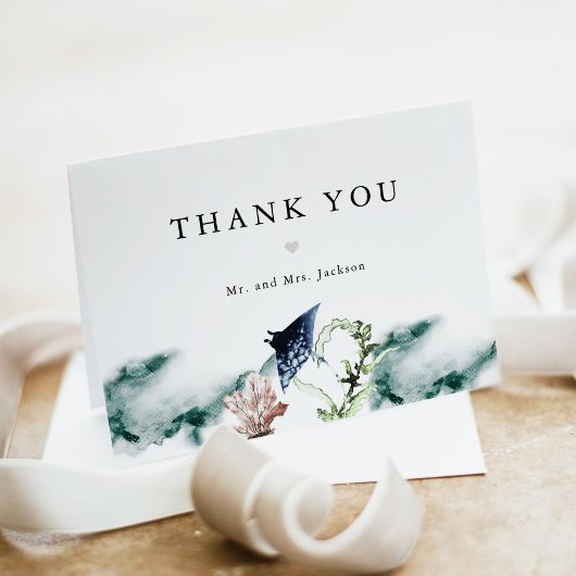 アリエルトロピカルビーチコーラル海マンタレイ サンキューカード