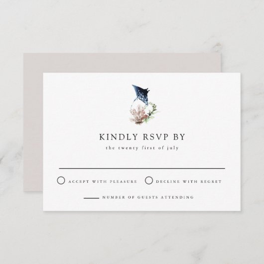 アリエルトロピカル海コーラルマンタレイビーチRSVP 招待状 (正面/裏面)