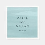 アリエルブルー抽象的な水彩現代の結婚式 スタンダードカクテルナプキン (正面)