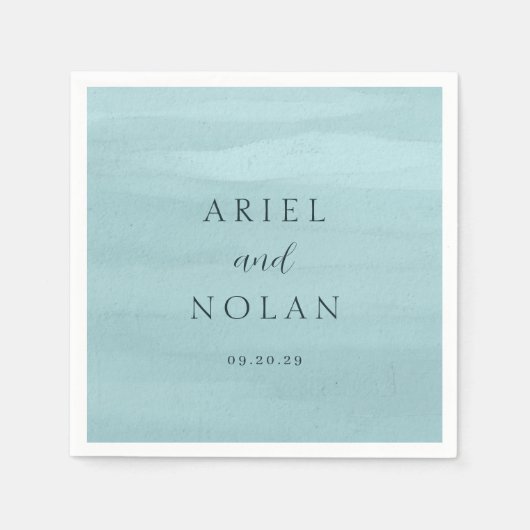 アリエルブルー抽象的な水彩現代の結婚式 スタンダードカクテルナプキン (正面)