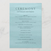 アリエルブルー抽象的な水彩現代の結婚式 プログラム (正面)
