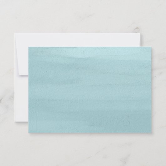 アリエルブルー抽象的な水彩現代の結婚式 出欠カード (裏面)