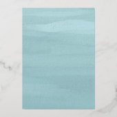 アリエルブルー抽象的な水彩現代の結婚式 箔招待状 (裏面)