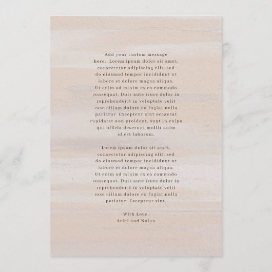 アリエルベージュ抽象水彩現代ウェディング メニュー (裏面)