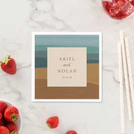 アリエル抽象沿岸近代結婚式 スタンダードカクテルナプキン