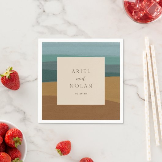 アリエル抽象沿岸近代結婚式 スタンダードカクテルナプキン (インサイチュ)
