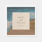 アリエル抽象海岸4現代結婚式 スタンダードカクテルナプキン (正面)