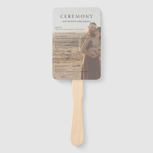 アリエル・エレガントな写真現代ウェディングプログラム ハンドファン (正面)