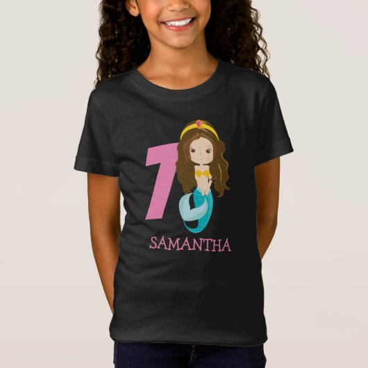 アリエル – 私たちの小さな人魚7歳の誕生日Tシャツ Tシャツ (正面)