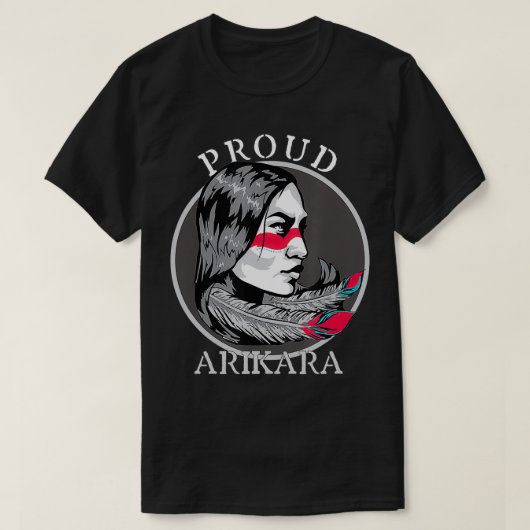 アリカラアメリカインディアン族戦士ガールフェザー Tシャツ (デザイン正面)