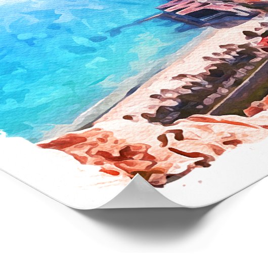 アリカンテエレガントスペインパノラマウォーターカラー ポスター (角)