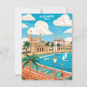アリカンテスペイン旅行はがきアート ポストカード