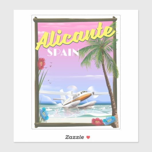 アリカンテ スペイン ビンテージ スタイル 旅行 ポスター シール (シート)