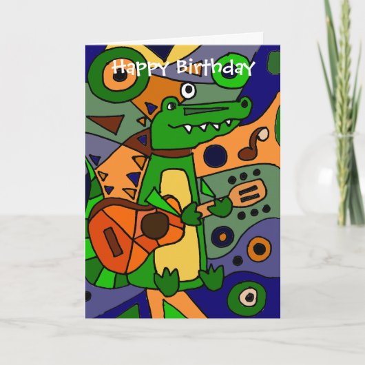 アリゲおもしろいー遊タのギターオリジナルモダンアート カード (正面)