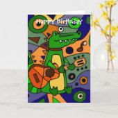 アリゲおもしろいー遊タのギターオリジナルモダンアート カード (黄色い花)