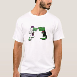 アリゲーおもしろいター新郎新婦マンガ Tシャツ