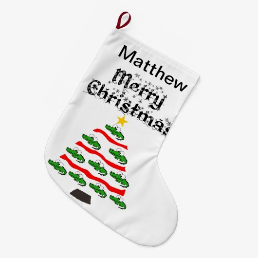 アリゲーおもしろいター·クリスマスツリー漫画 ラージクリスマスストッキング (正面 (吊り時))