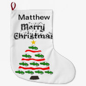 アリゲーおもしろいター·クリスマスツリー漫画 ラージクリスマスストッキング (正面)