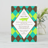 アリゲーアーガイル柄のターボーイベビーシャワー招待状 招待状 (スタンド正面)