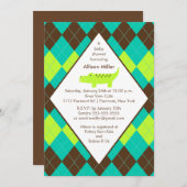 アリゲーアーガイル柄のターボーイベビーシャワー招待状 招待状 (正面/裏面)