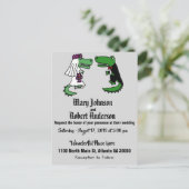 アリゲータおもしろいー新郎新婦結婚式招待状 インビテーションポストカード (スタンド正面)