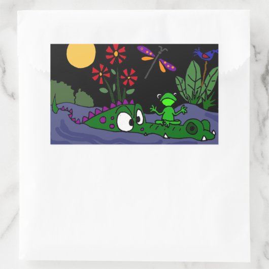 アリゲータおもしろいー鼻ステッカーのカエル 長方形シール (バッグ)