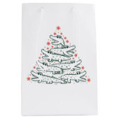 アリゲータクリスマスツリーおもしろいワニFlorida ミディアムペーパーバッグ (正面)