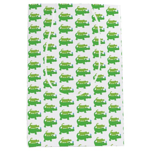 アリゲータグ名門私立校風のリーンクロコダイルパーティーバッグ ミディアムペーパーバッグ (正面)