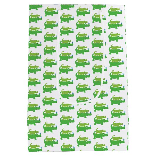 アリゲータグ名門私立校風のリーンクロコダイルパーティーバッグ ミディアムペーパーバッグ (裏面)