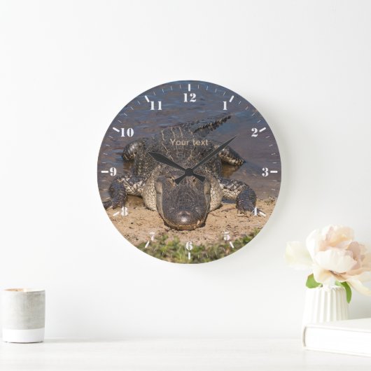アリゲーターで顔を顔にパーソナライズ ラージ壁時計 (ホーム)
