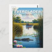 アリゲーターとエアボートエバーグレーズ国立公園 ポストカード (正面/裏面)