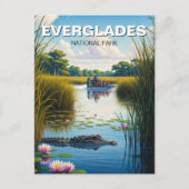 アリゲーターとエアボートエバーグレーズ国立公園 ポストカード (正面)