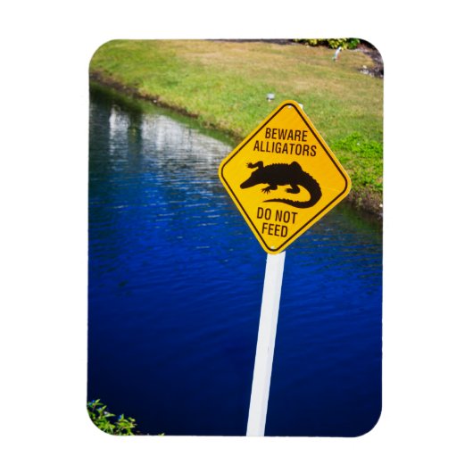 アリゲーターに注意食べ物を与え マグネット (縦)